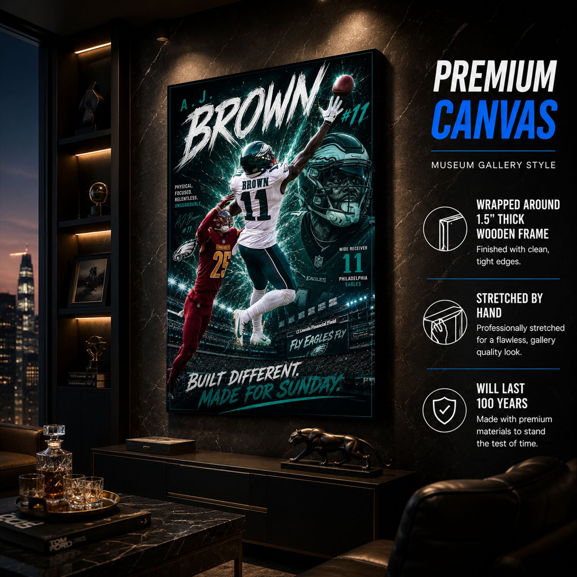 AJ Brown Eagles Fan Poster or Canvas Wall Art