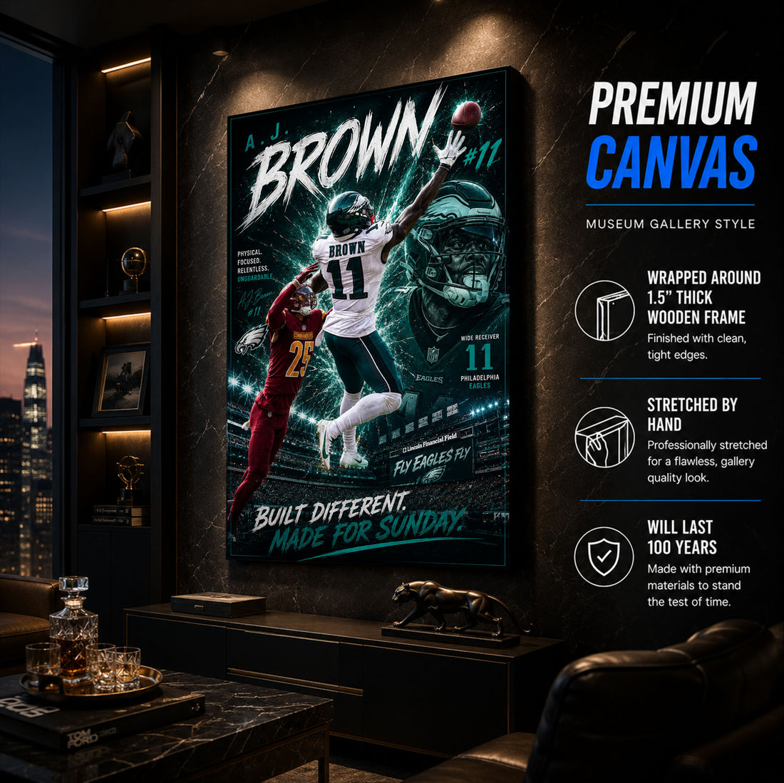 AJ Brown Eagles Fan Poster or Canvas Wall Art
