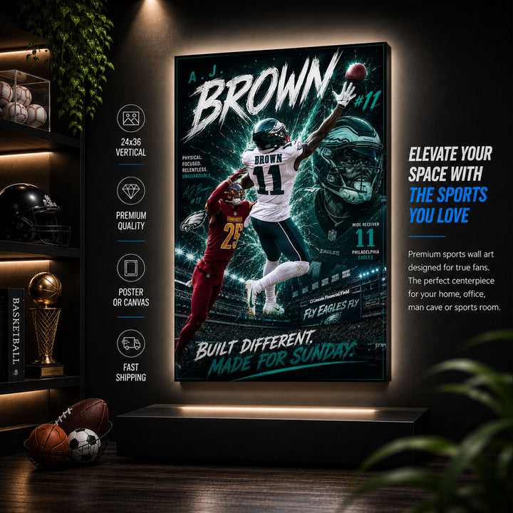 AJ Brown Eagles Fan Poster or Canvas Wall Art