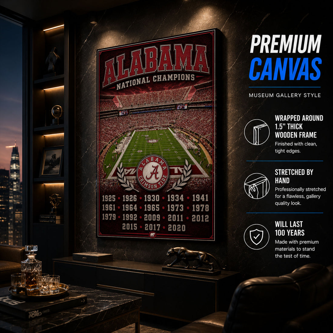 Alabama Football Stadium Fan Poster or Canvas Wall Art