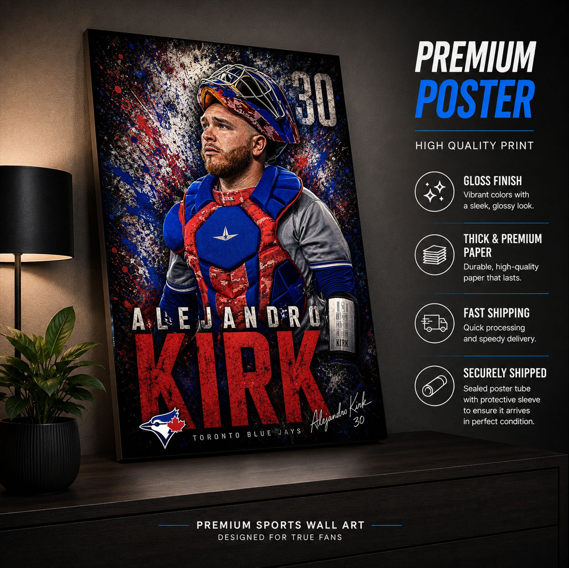Alejandro Kirk Blue Jays Poster or Canvas Wall Art