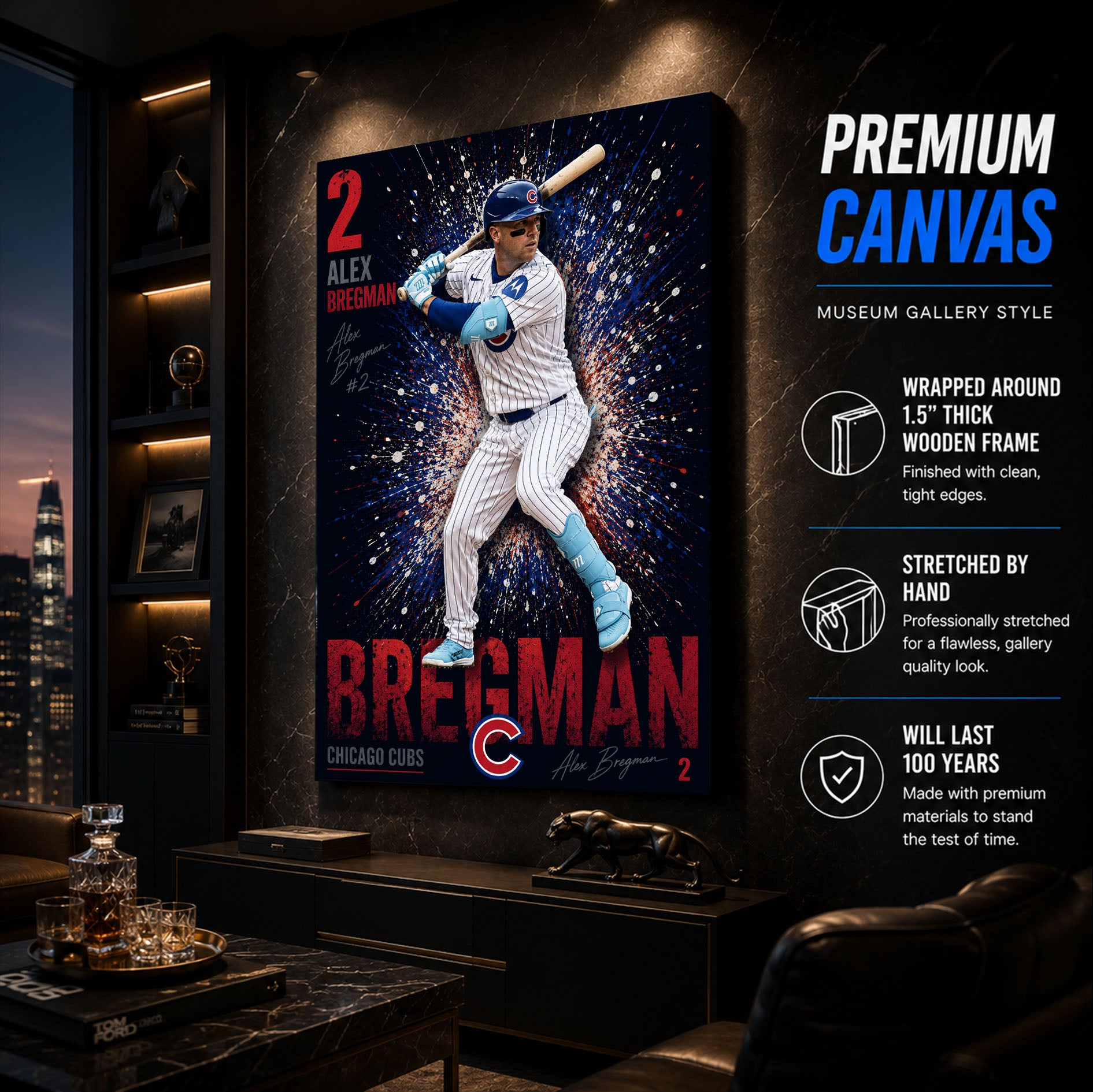Alex Bregman Cubs Poster or Canvas Wall Art