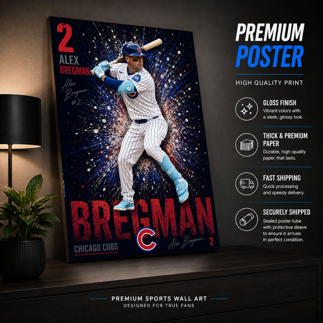 Alex Bregman Cubs Poster or Canvas Wall Art