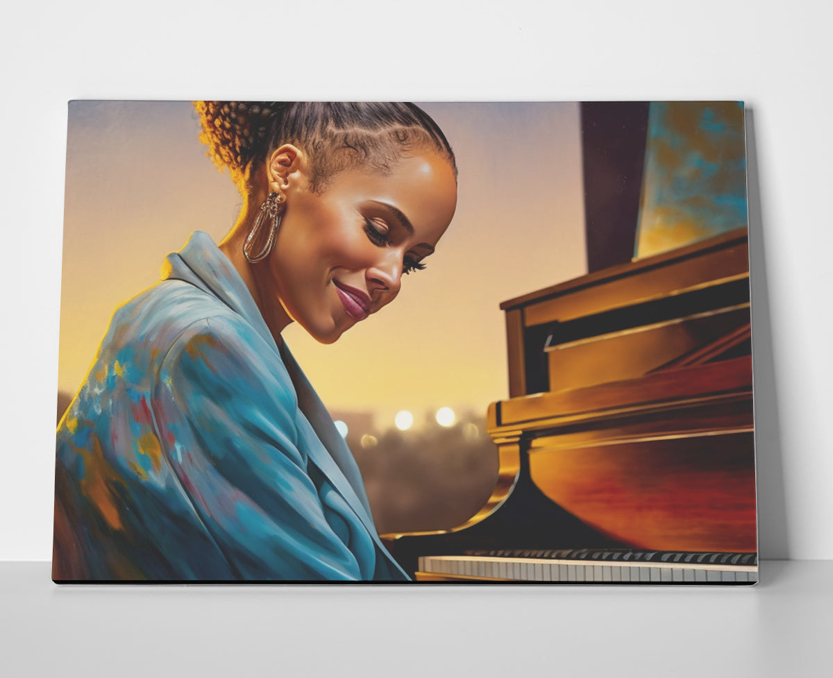 Alicia Keys Piano Poster or Wrapped Canvas