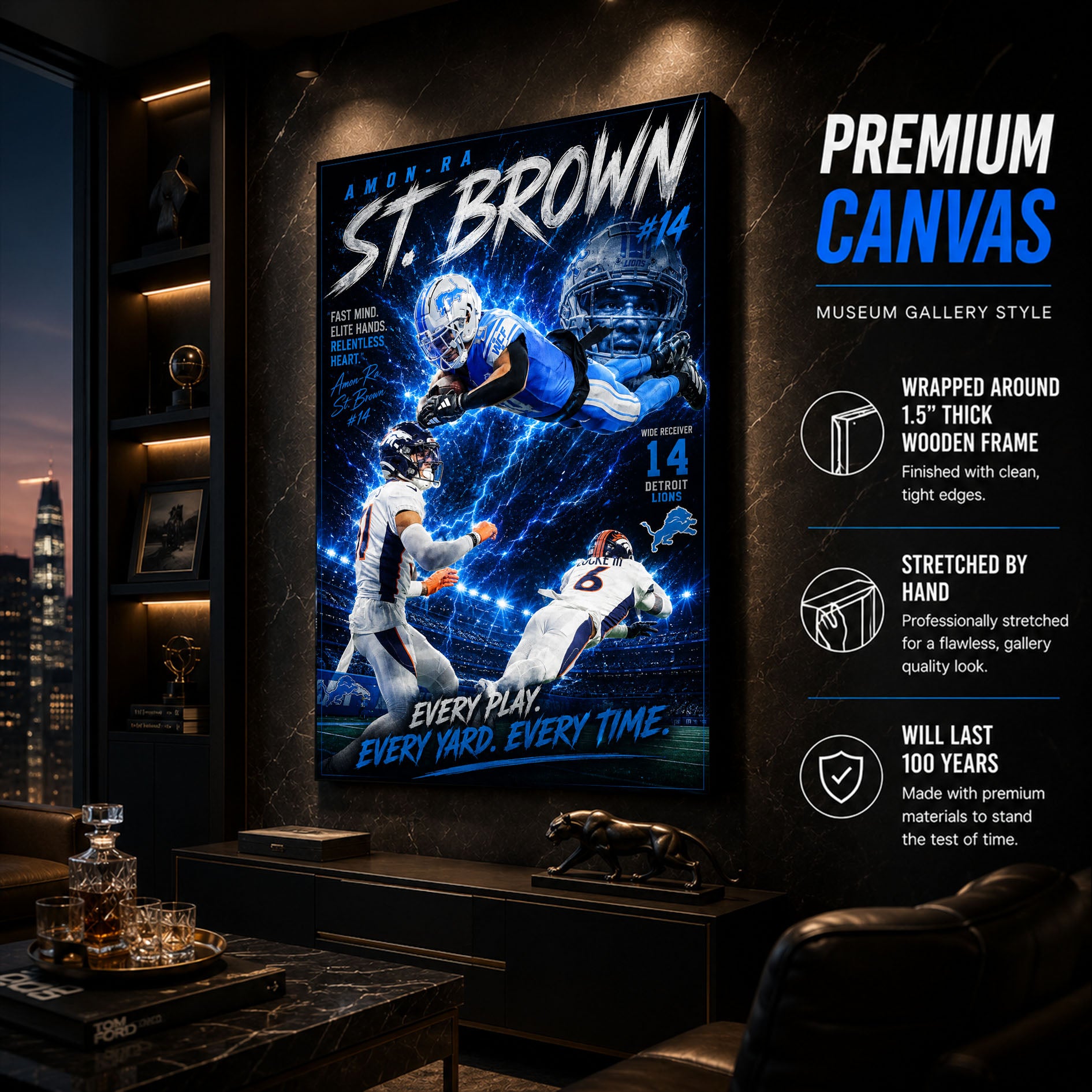 Amon-Ra St Brown Lions Fan Poster or Canvas Wall Art