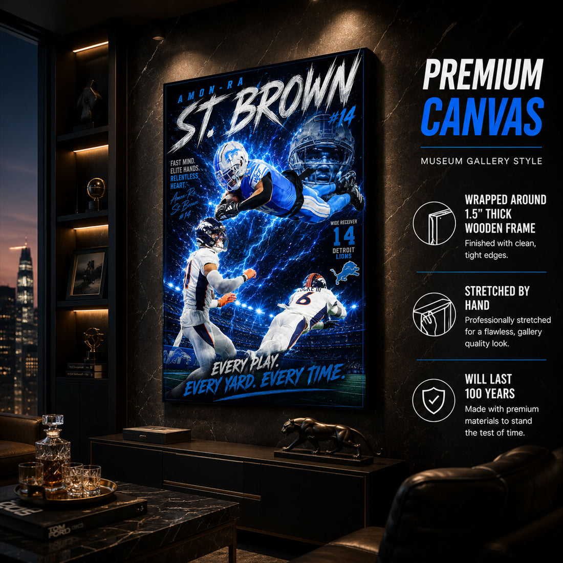 Amon-Ra St Brown Lions Fan Poster or Canvas Wall Art