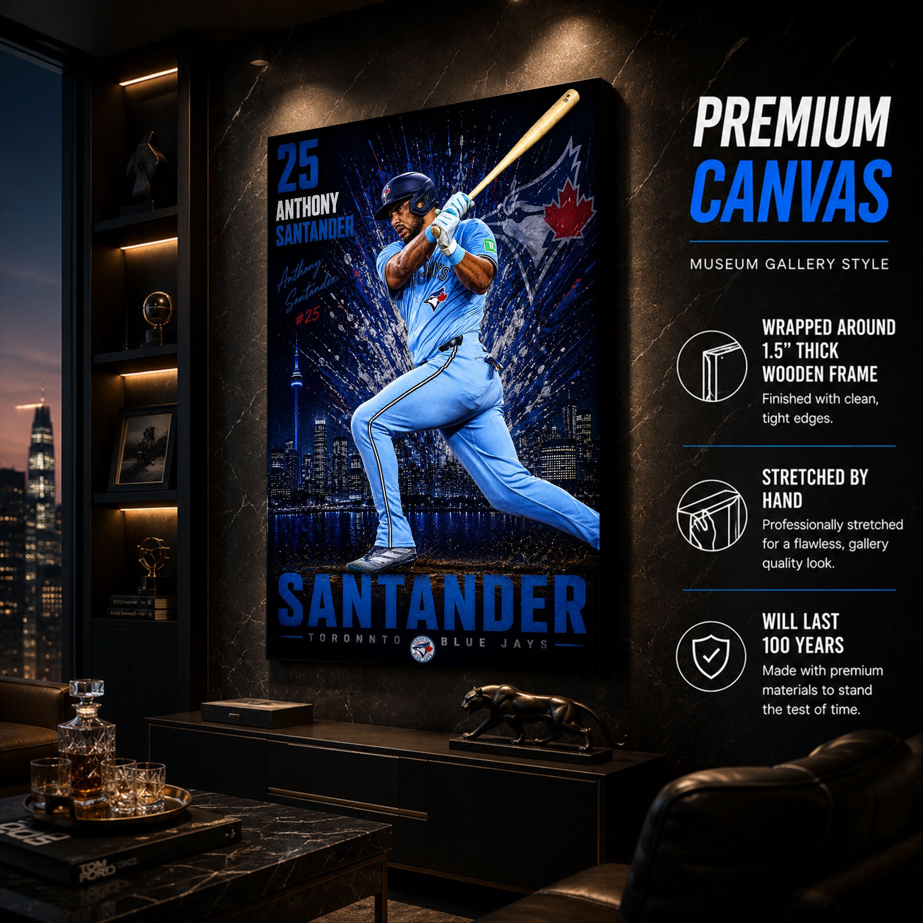 Anthony Santander Blue Jays Poster or Canvas Wall Art