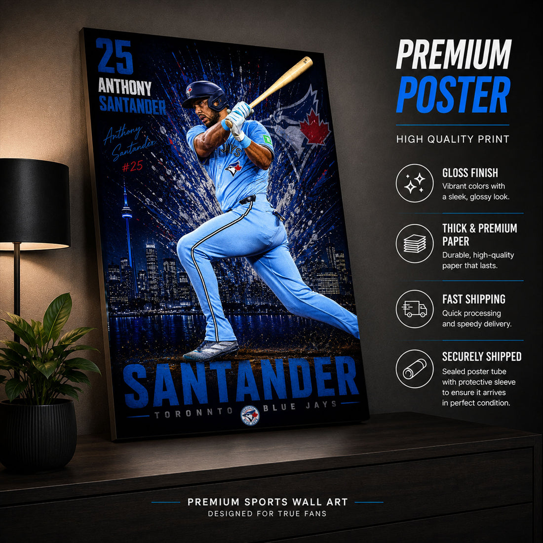 Anthony Santander Blue Jays Poster or Canvas Wall Art