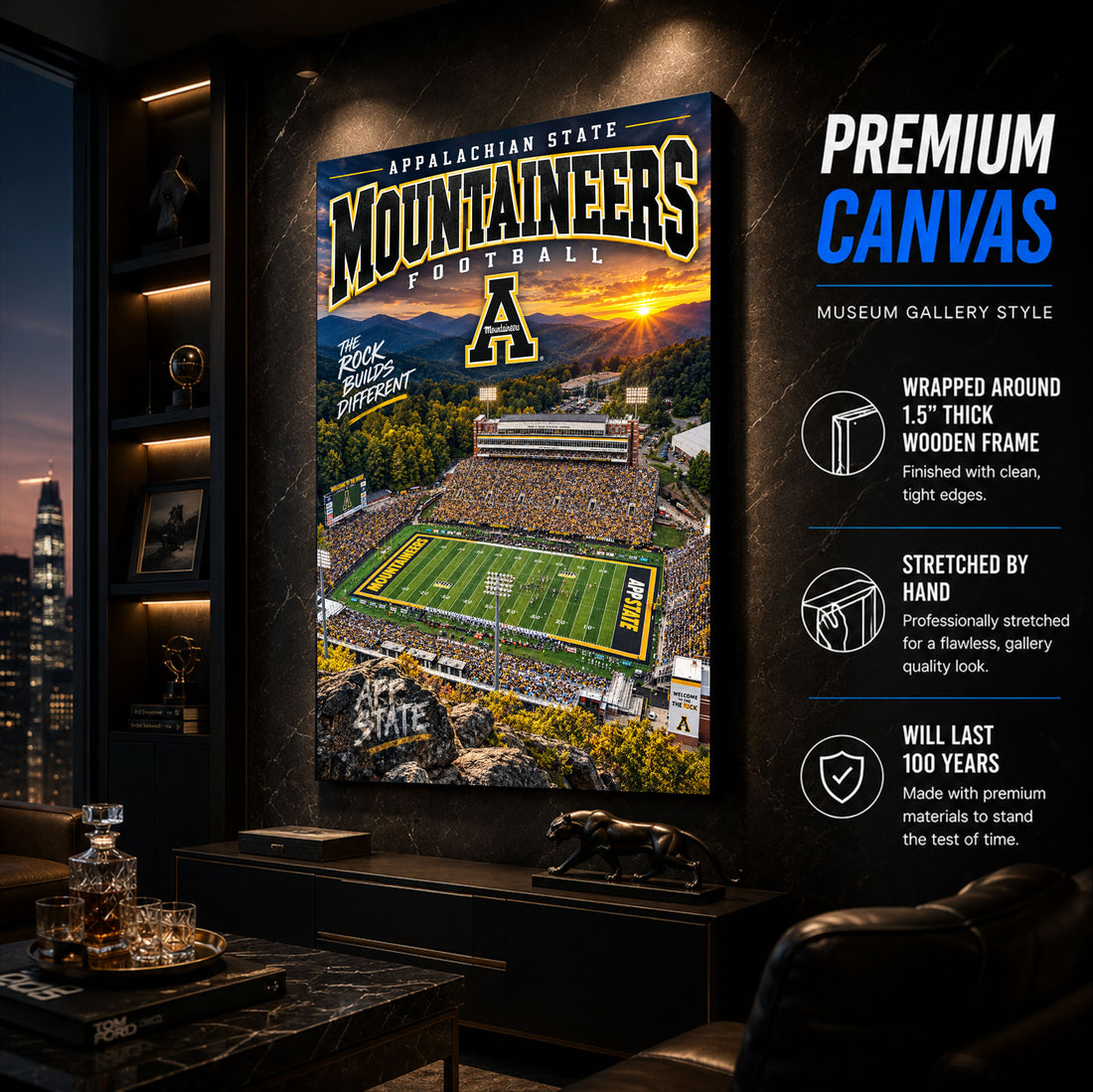 Appalachian State Football Stadium Poster or Canvas Wall Art
