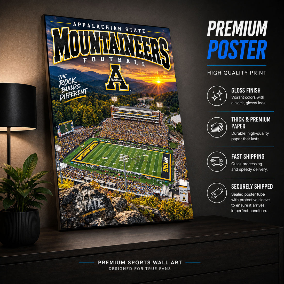 Appalachian State Football Stadium Poster or Canvas Wall Art