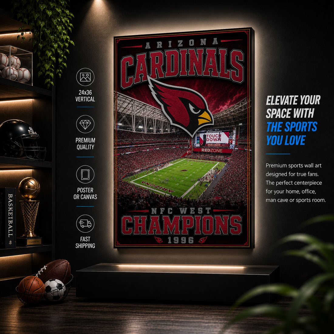 Arizona Cardinals Stadium Fan Poster or Canvas Wall Art