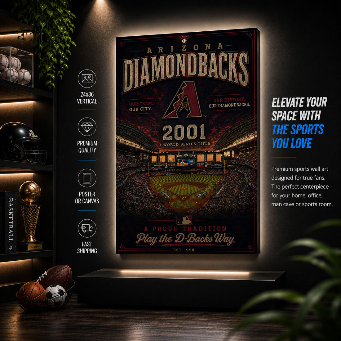Arizona Diamondbacks Stadium Fan Poster or Canvas Wall Art
