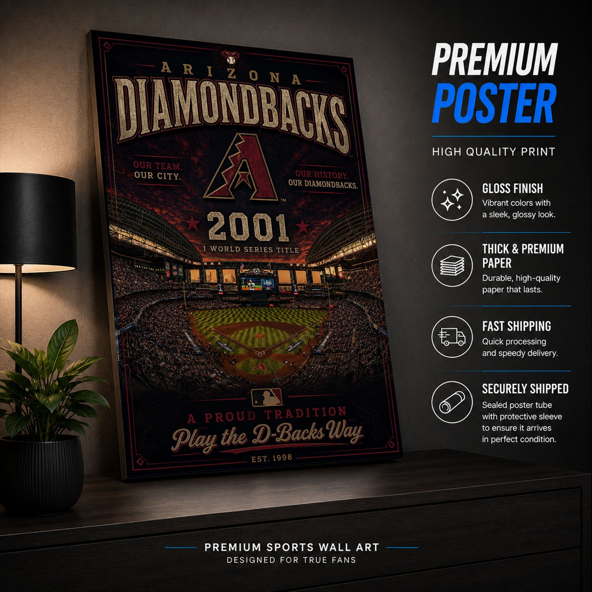 Arizona Diamondbacks Stadium Fan Poster or Canvas Wall Art