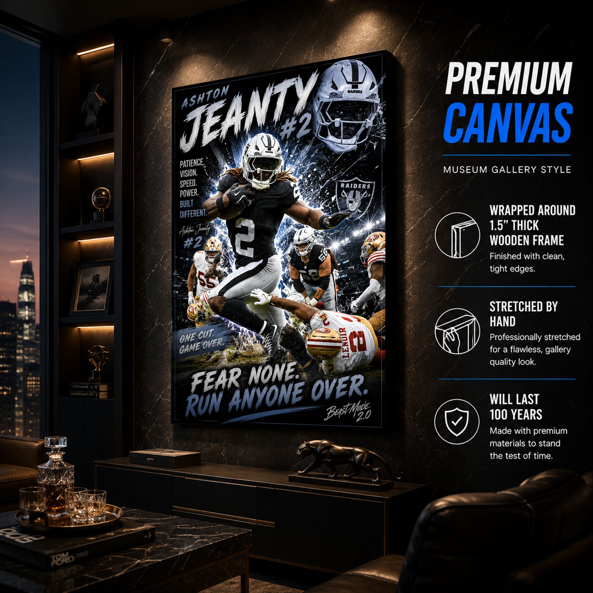 Ashton Jeanty Raiders Fan Poster or Canvas Wall Art