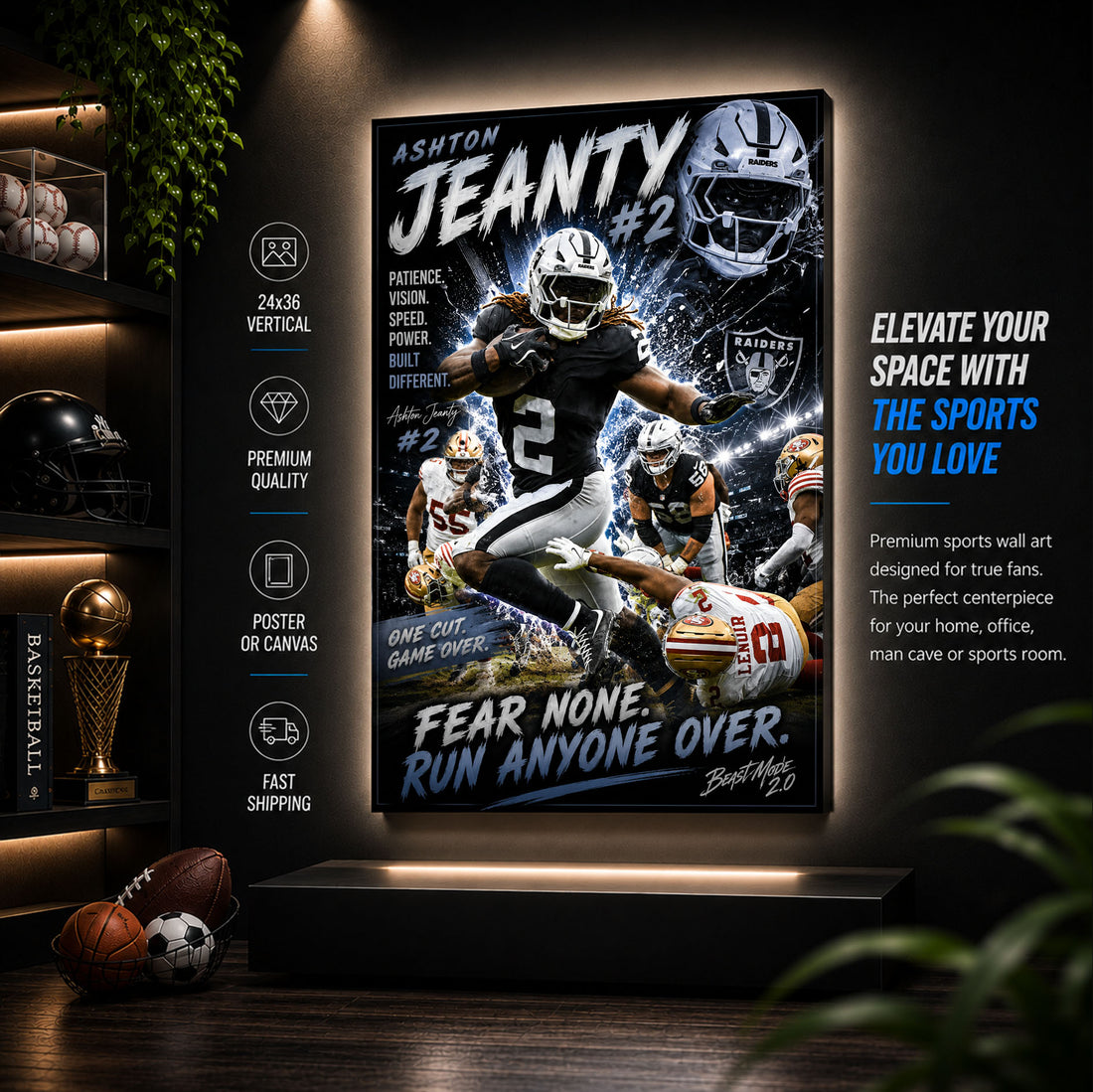 Ashton Jeanty Raiders Fan Poster or Canvas Wall Art