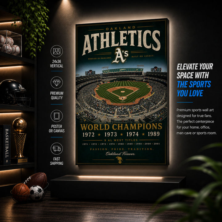Oakland Athletics Stadium Fan Poster or Canvas Wall Art