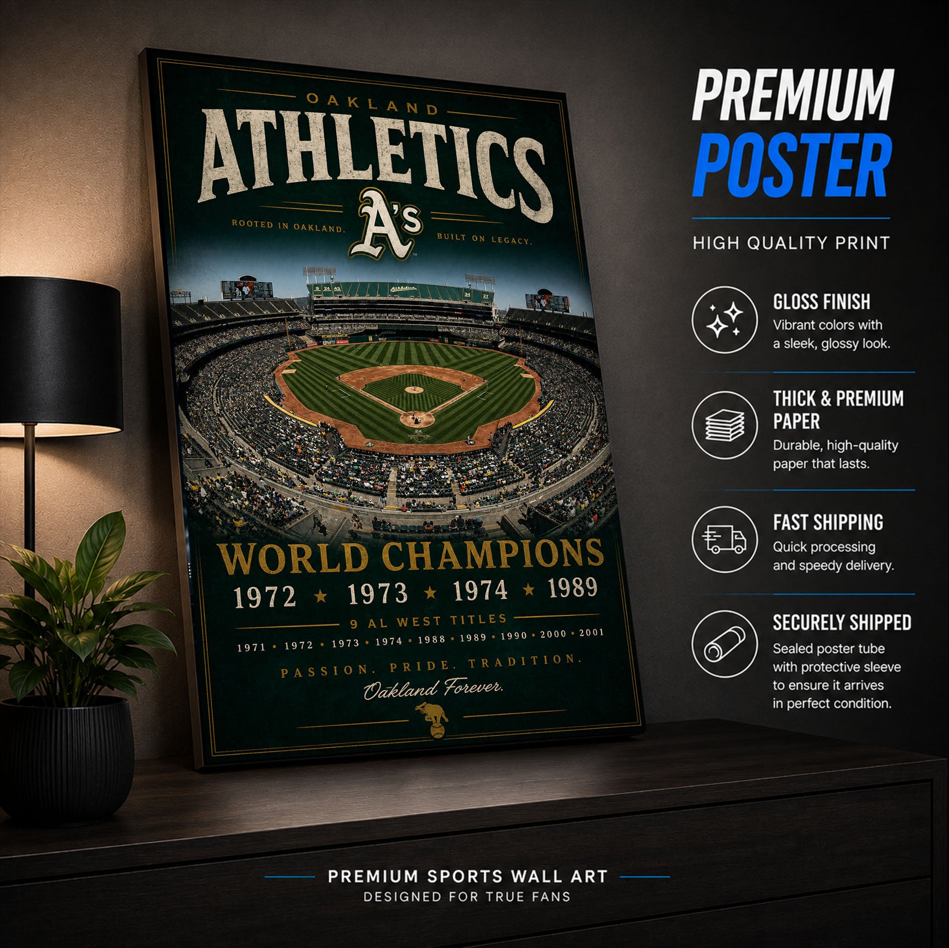 Oakland Athletics Stadium Fan Poster or Canvas Wall Art