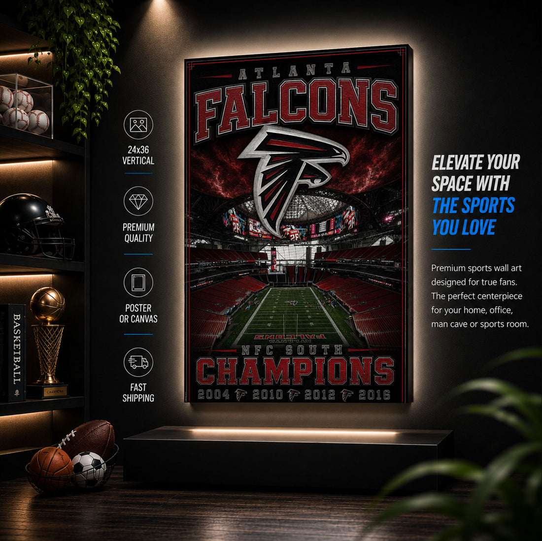 Atlanta Falcons Stadium Fan Poster or Canvas Wall Art