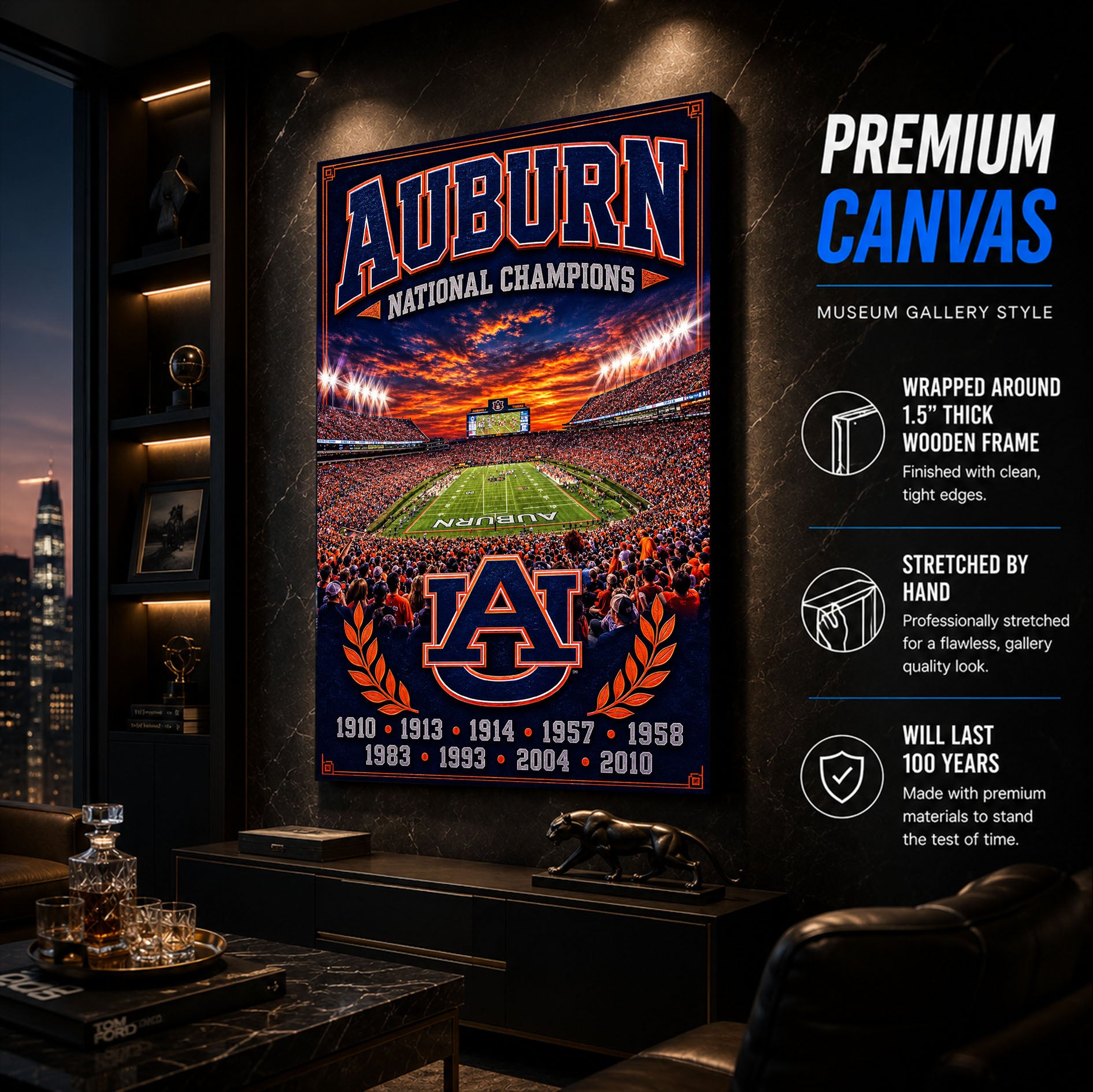 Auburn Football Stadium Fan Poster or Canvas Wall Art