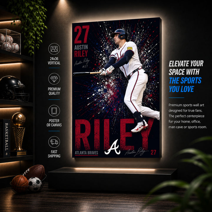 Austin Riley Braves Poster or Canvas Wall Art