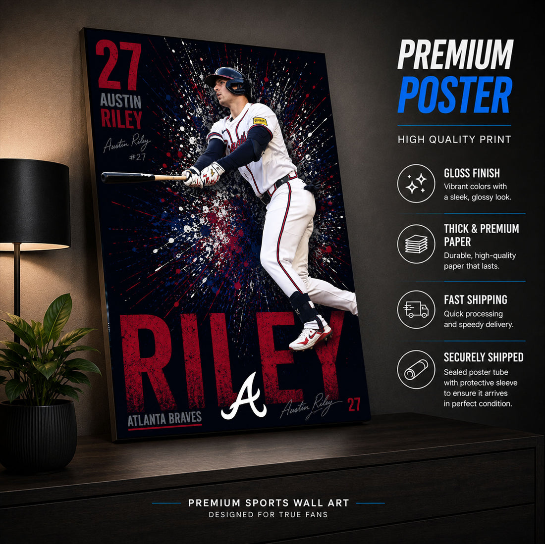 Austin Riley Braves Poster or Canvas Wall Art