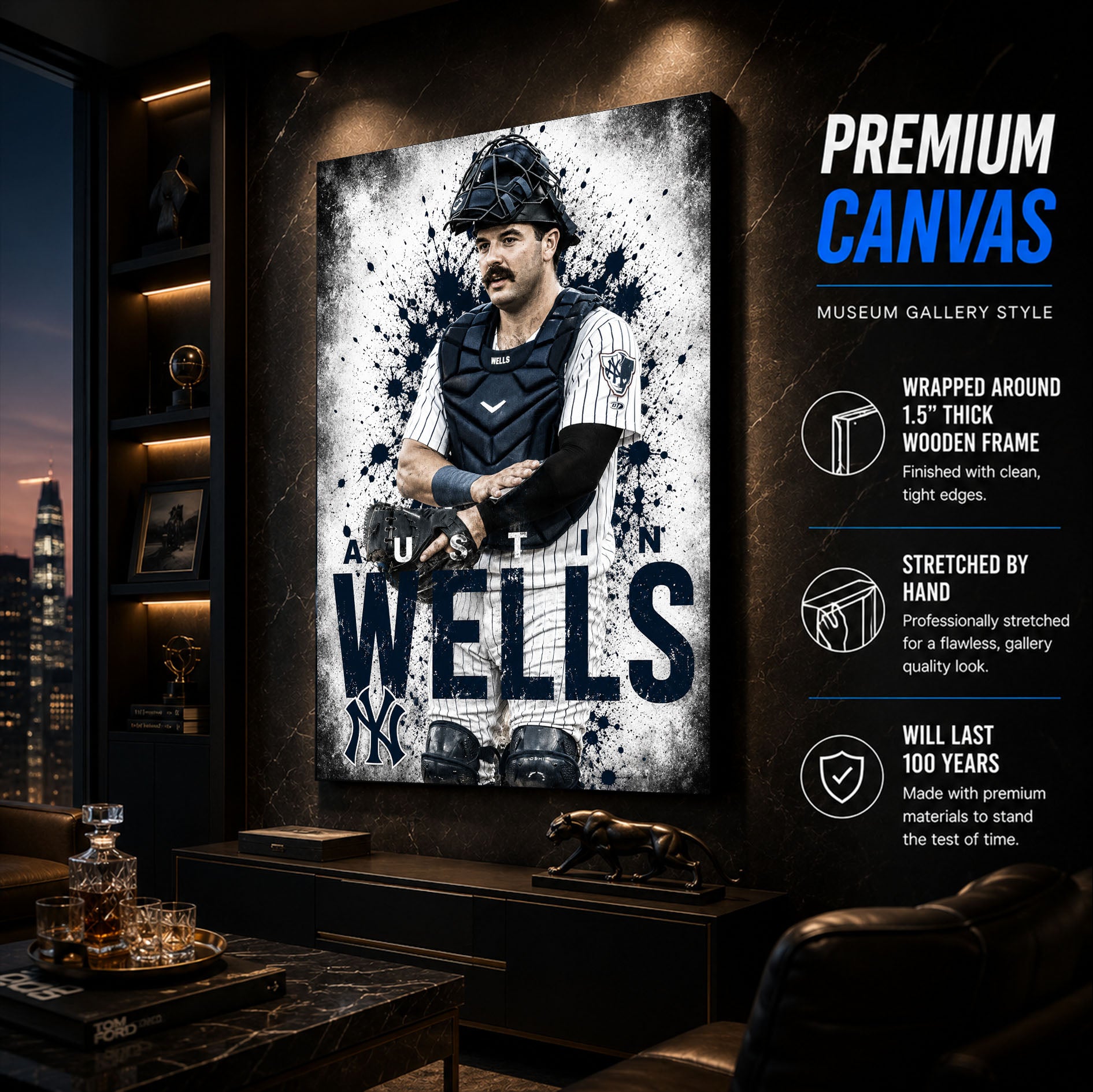 Austin Wells Yankees Poster or Canvas Wall Art