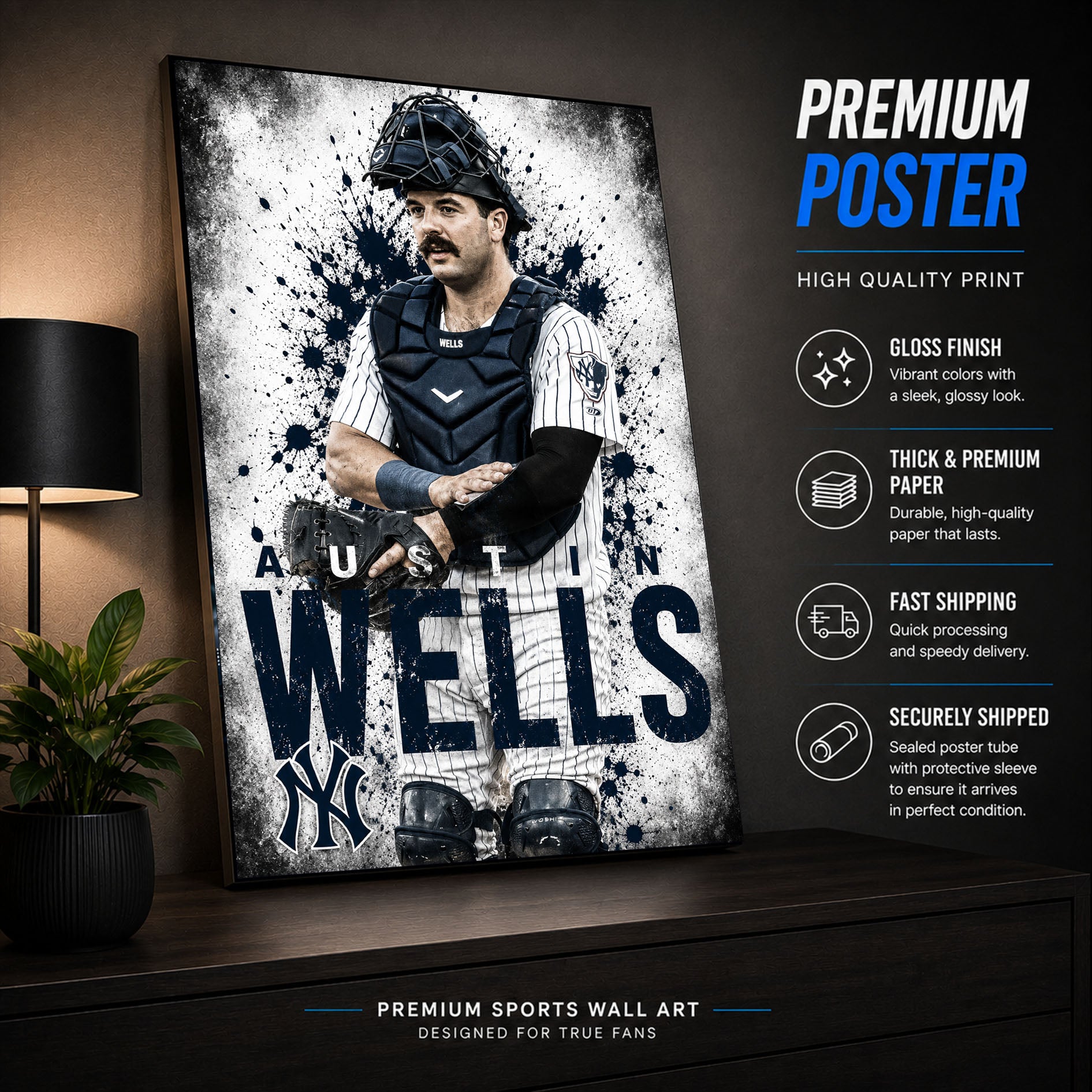 Austin Wells Yankees Poster or Canvas Wall Art