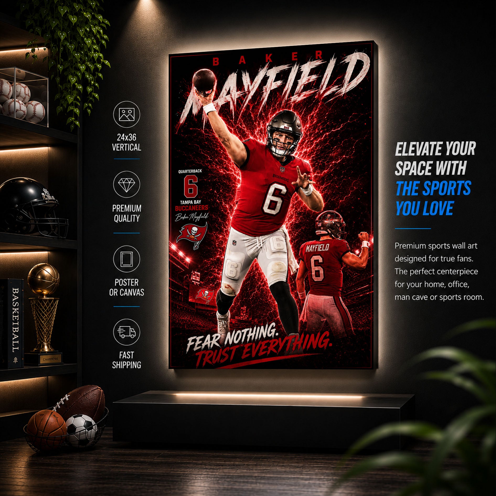 Baker Mayfield Bucs Fan Poster or Canvas Wall Art
