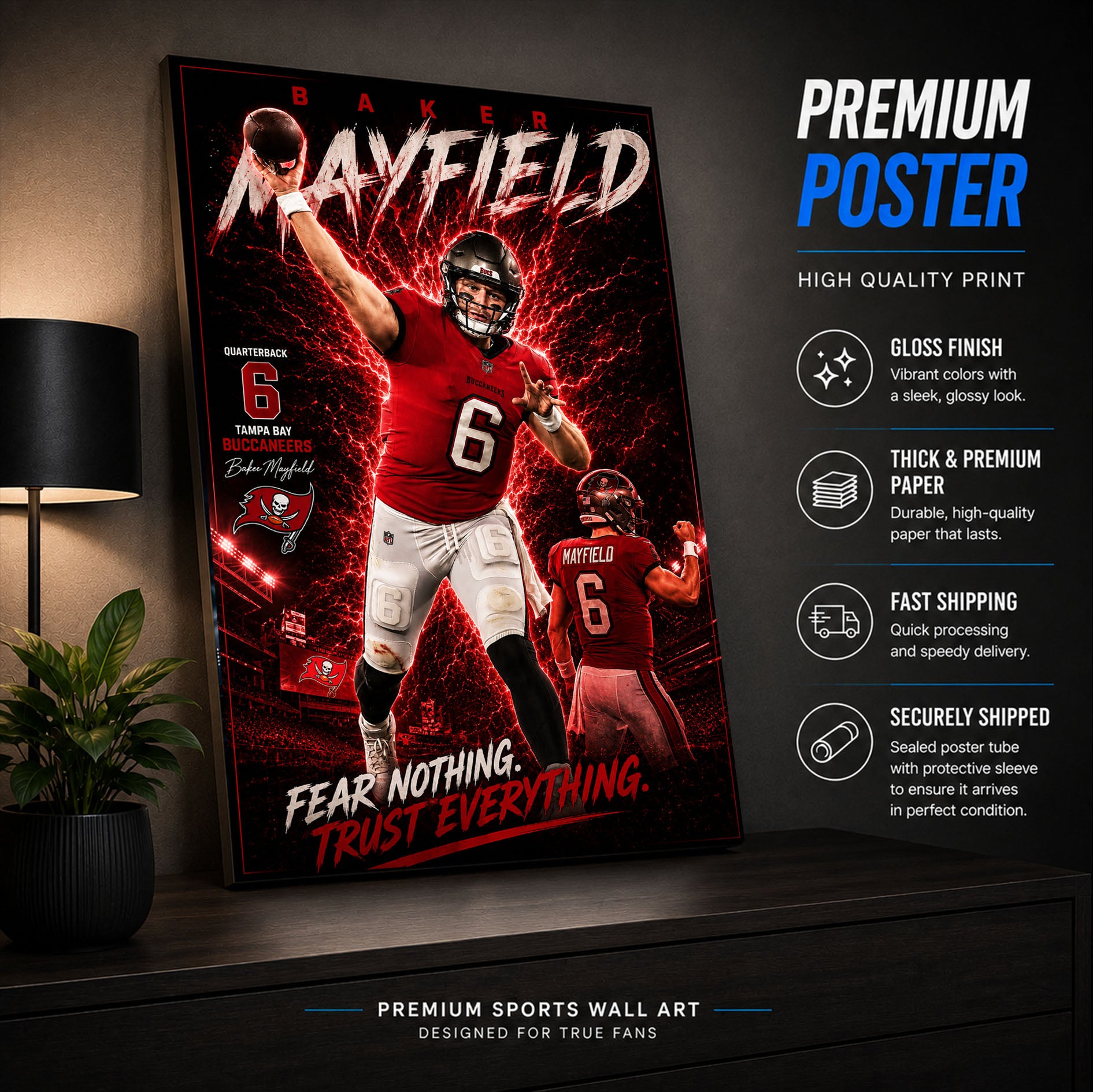 Baker Mayfield Bucs Fan Poster or Canvas Wall Art