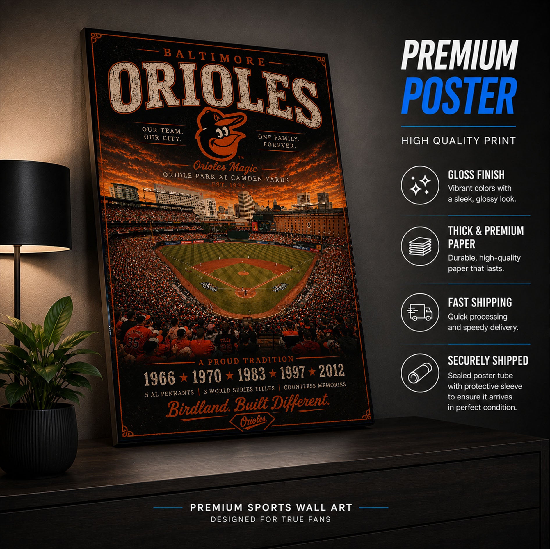 Baltimore Orioles Stadium Fan Poster or Canvas Wall Art