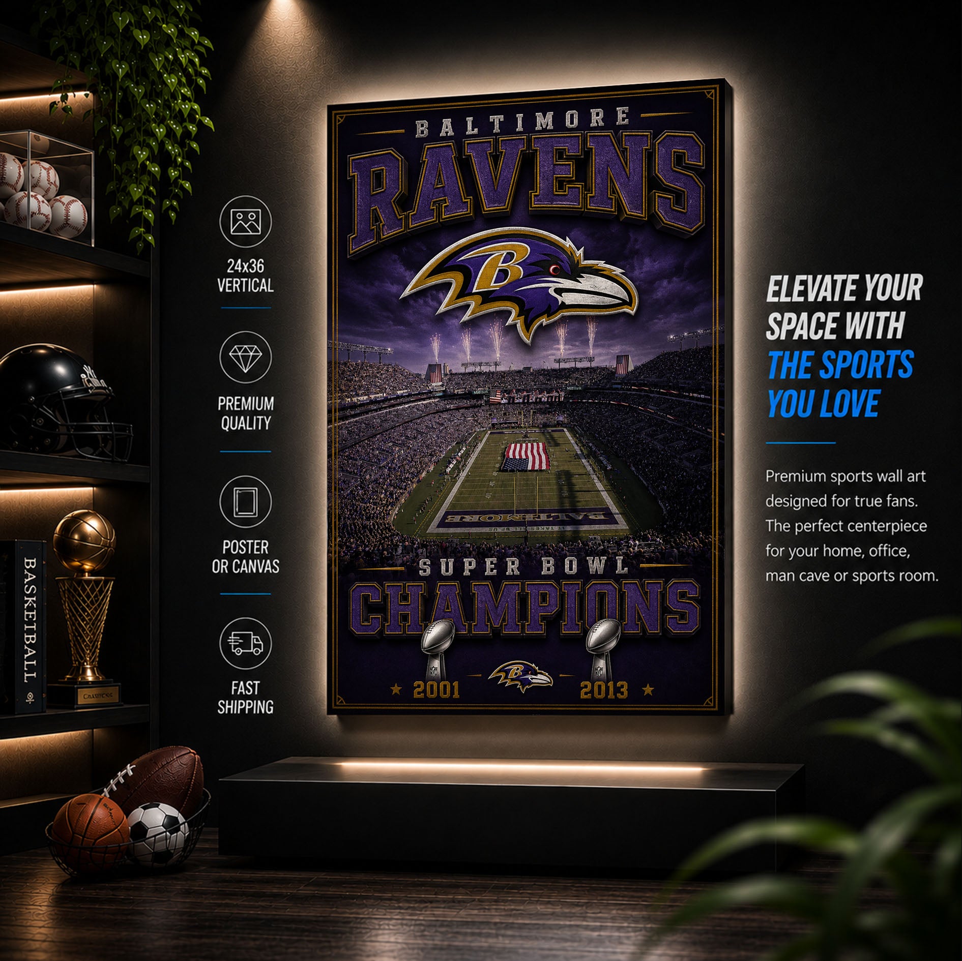 Baltimore Ravens Stadium Fan Poster or Canvas Wall Art