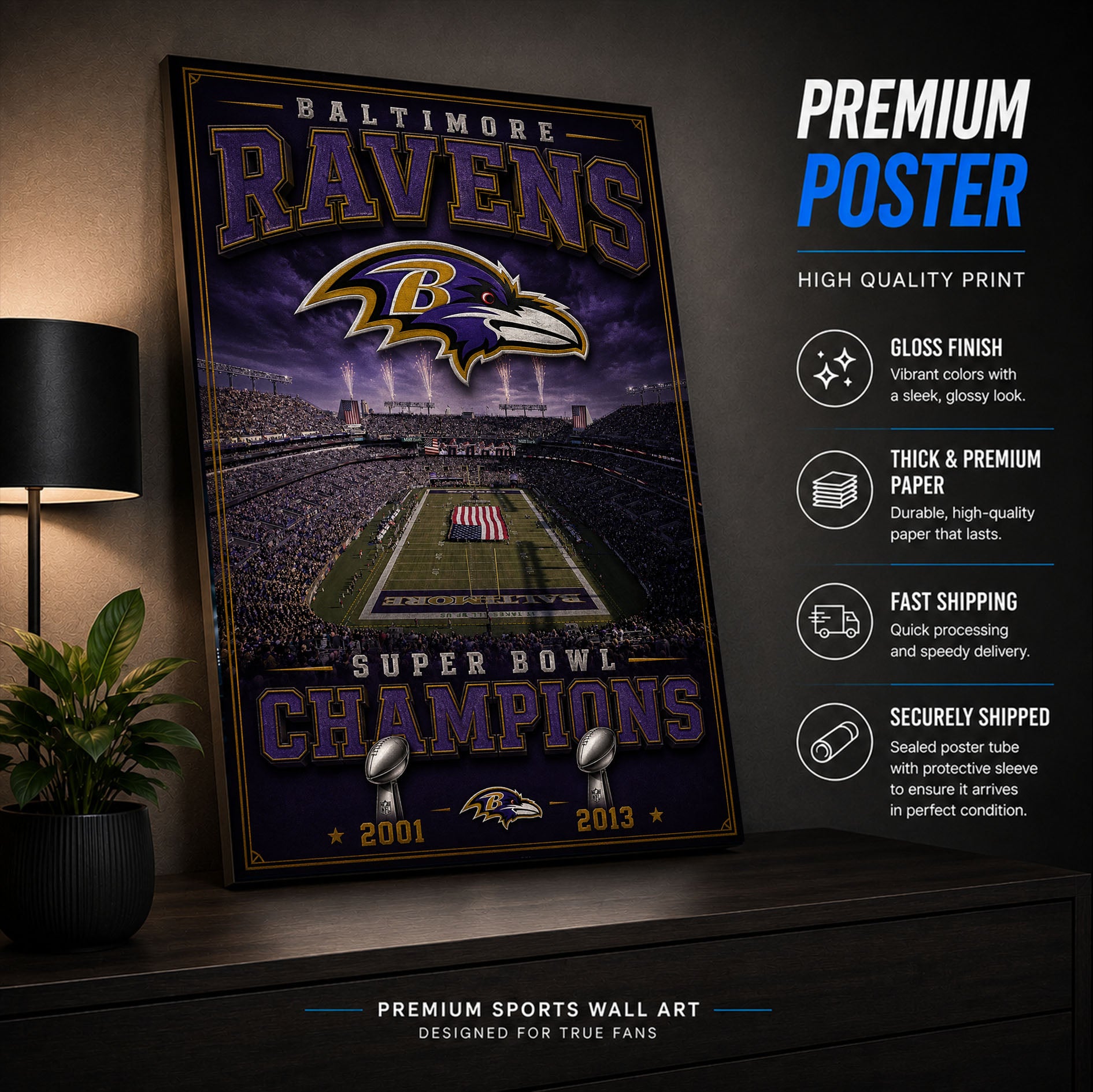 Baltimore Ravens Stadium Fan Poster or Canvas Wall Art