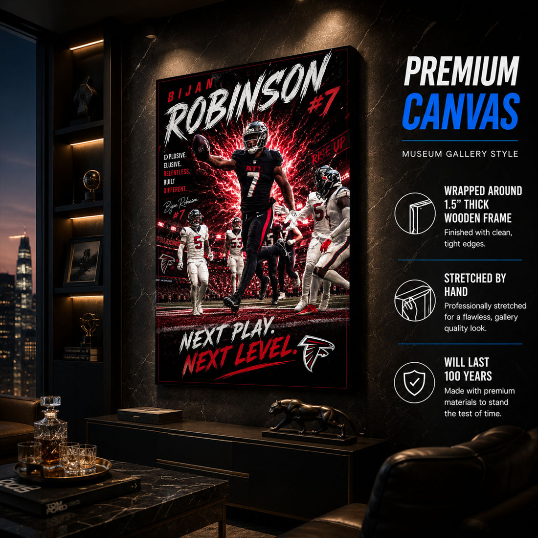 Bijan Robinson Falcons Fan Poster or Canvas Wall Art