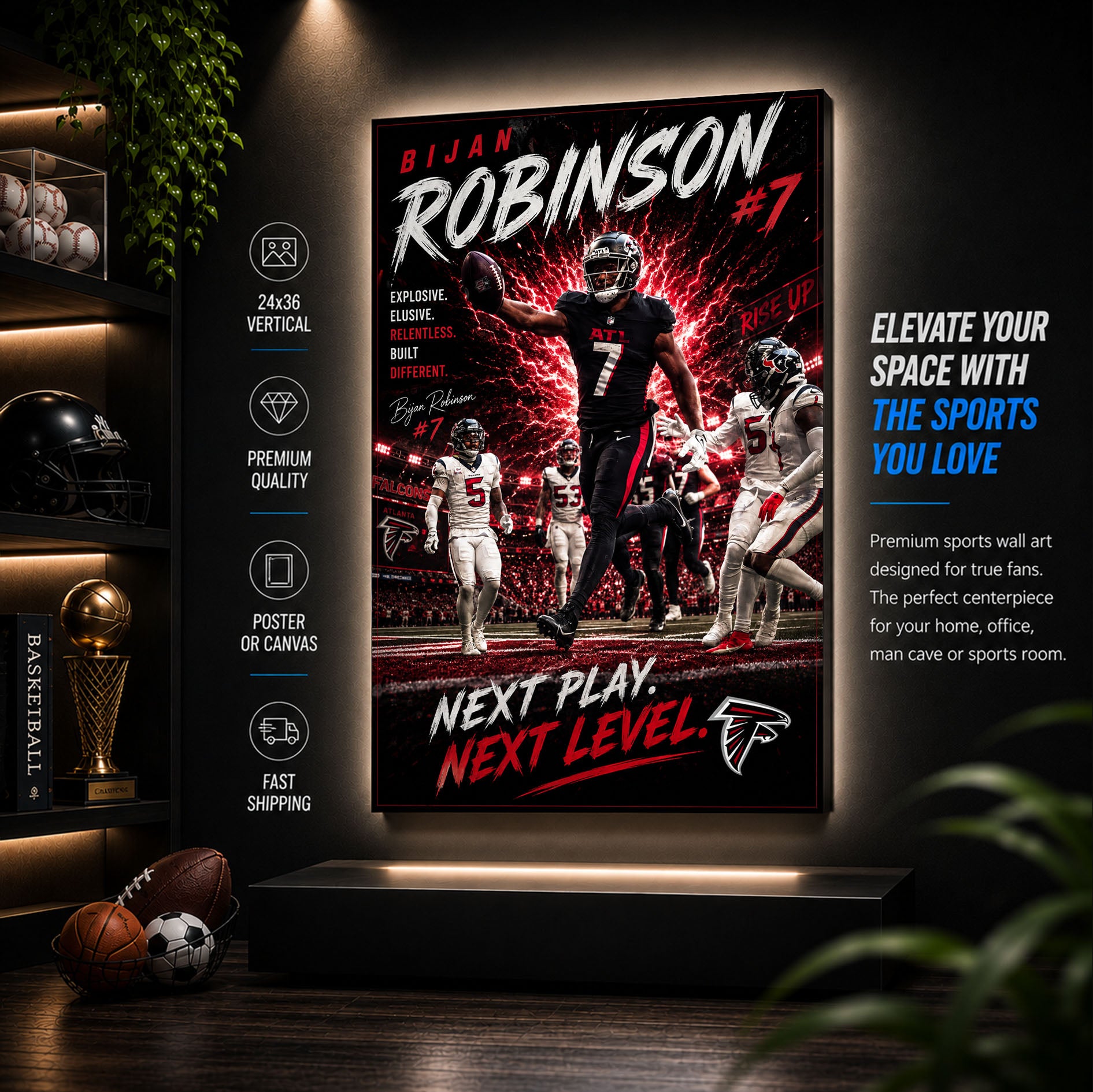 Bijan Robinson Falcons Fan Poster or Canvas Wall Art