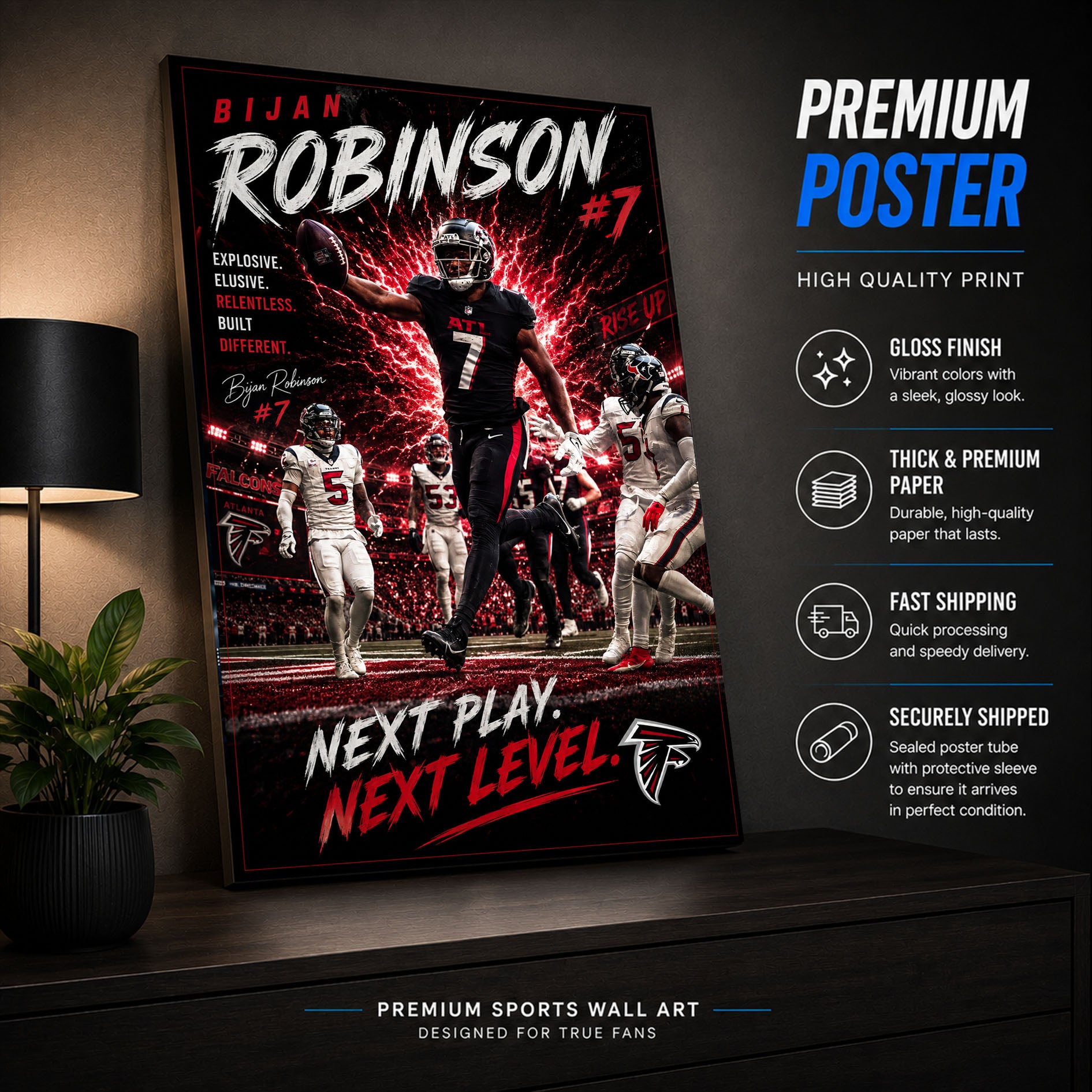 Bijan Robinson Falcons Fan Poster or Canvas Wall Art