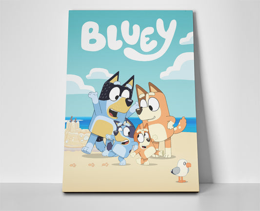 Bluey Cartoon Poster or Wrapped Canvas