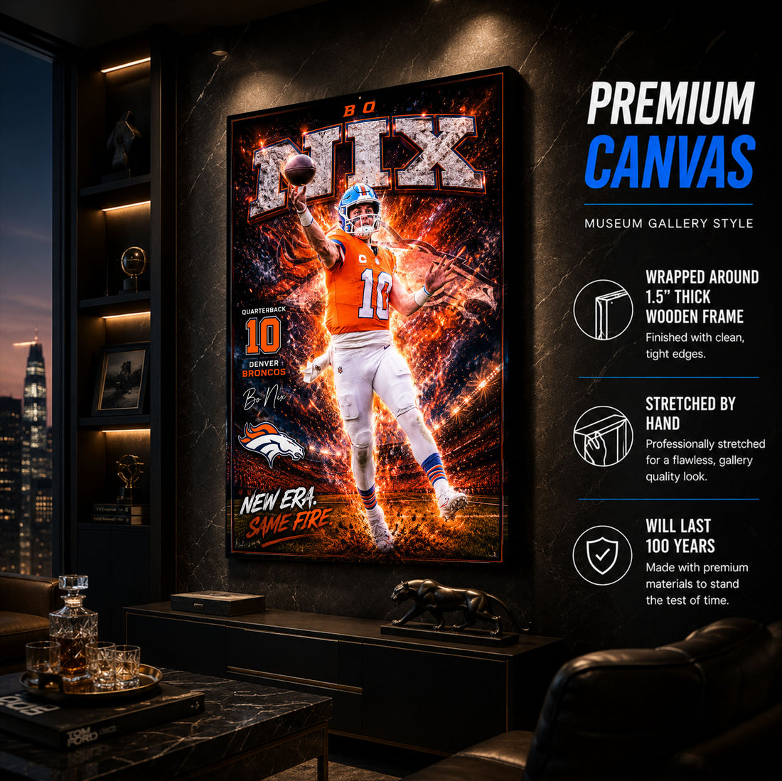 Bo Nix Broncos Fan Poster or Canvas Wall Art