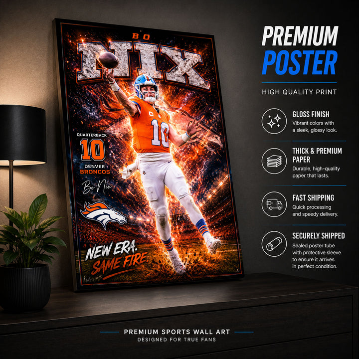 Bo Nix Broncos Fan Poster or Canvas Wall Art