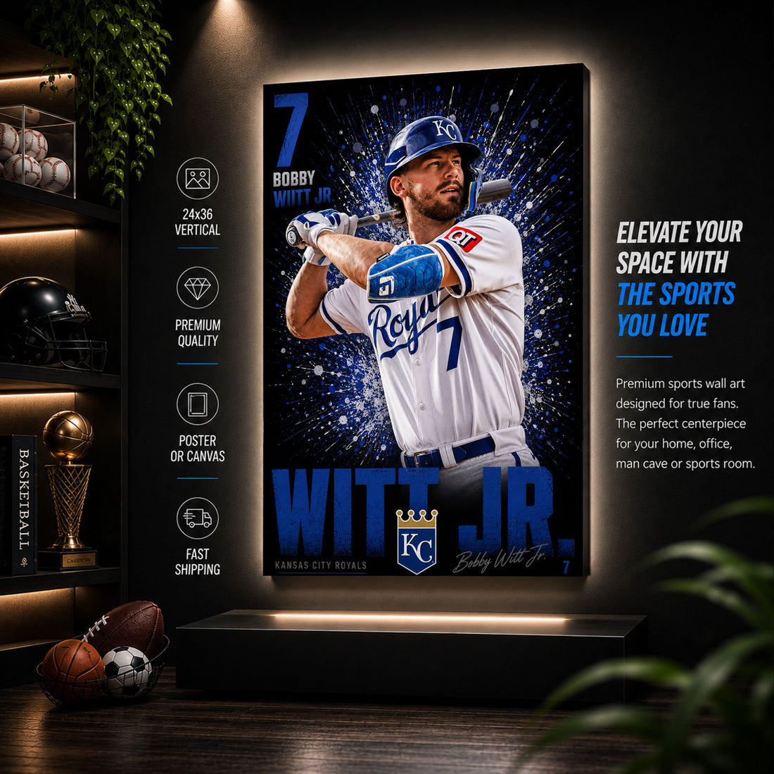 Bobby Witt Jr Royals Poster or Canvas Wall Art