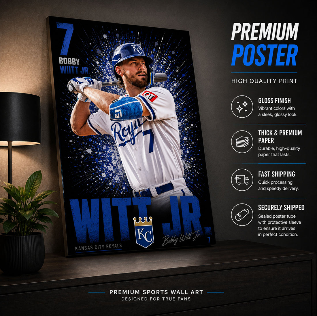 Bobby Witt Jr Royals Poster or Canvas Wall Art