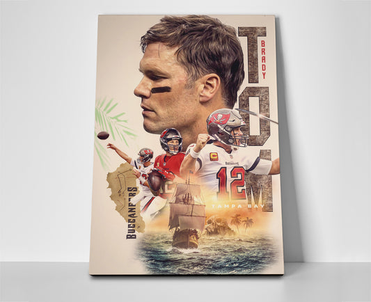 Tom Brady Pirate Ship Poster canvas