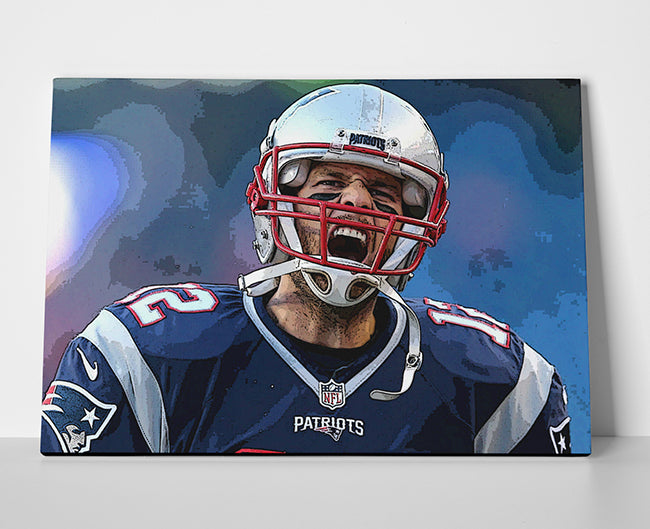 Tom Brady Yell Poster or Wrapped Canvas - Player Season