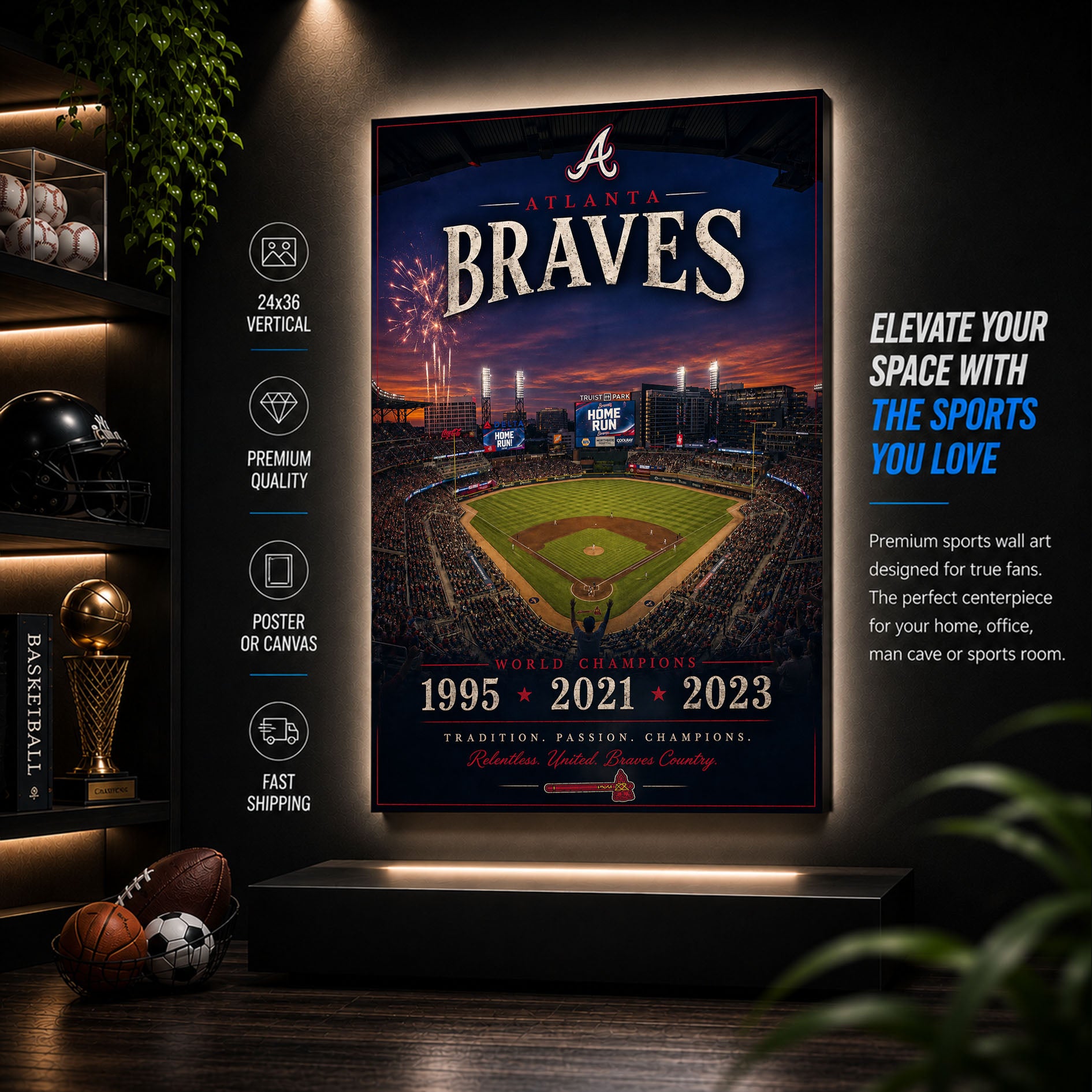 Atlanta Braves Stadium Fan Poster or Canvas Wall Art