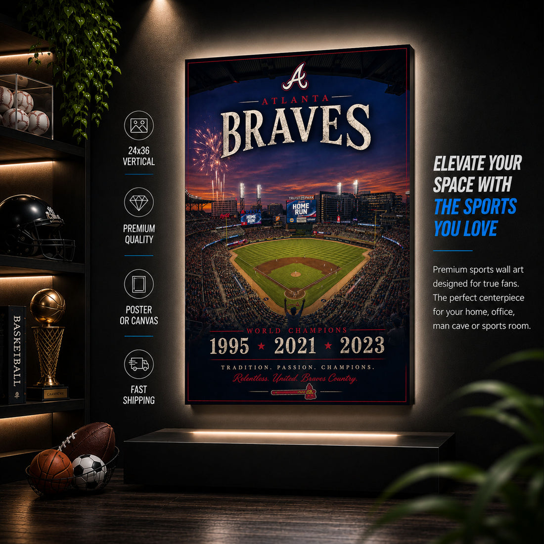 Atlanta Braves Stadium Fan Poster or Canvas Wall Art
