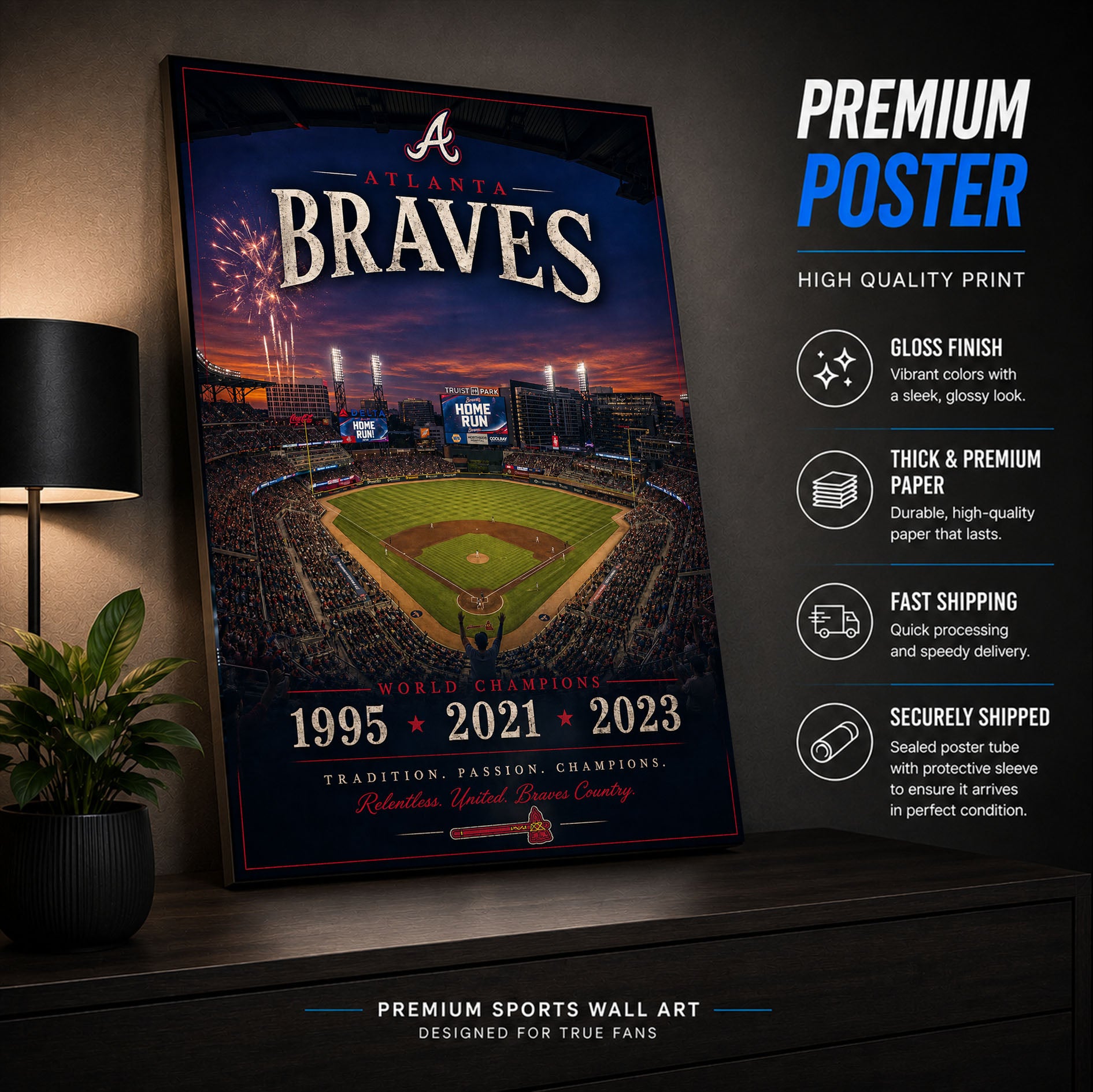 Atlanta Braves Stadium Fan Poster or Canvas Wall Art