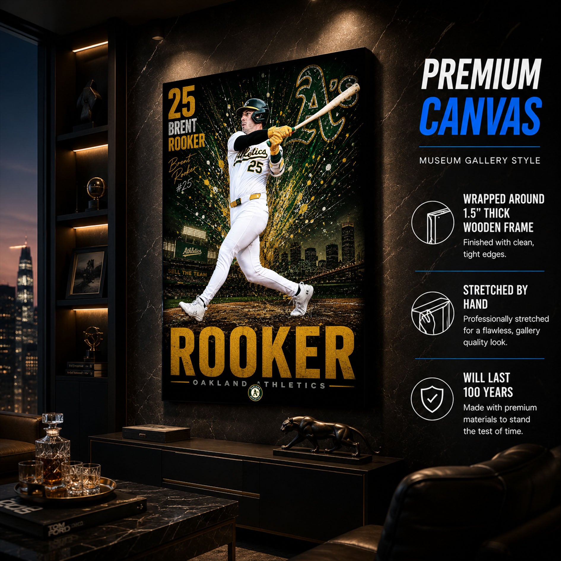 Brent Rooker Athletics Poster or Canvas Wall Art