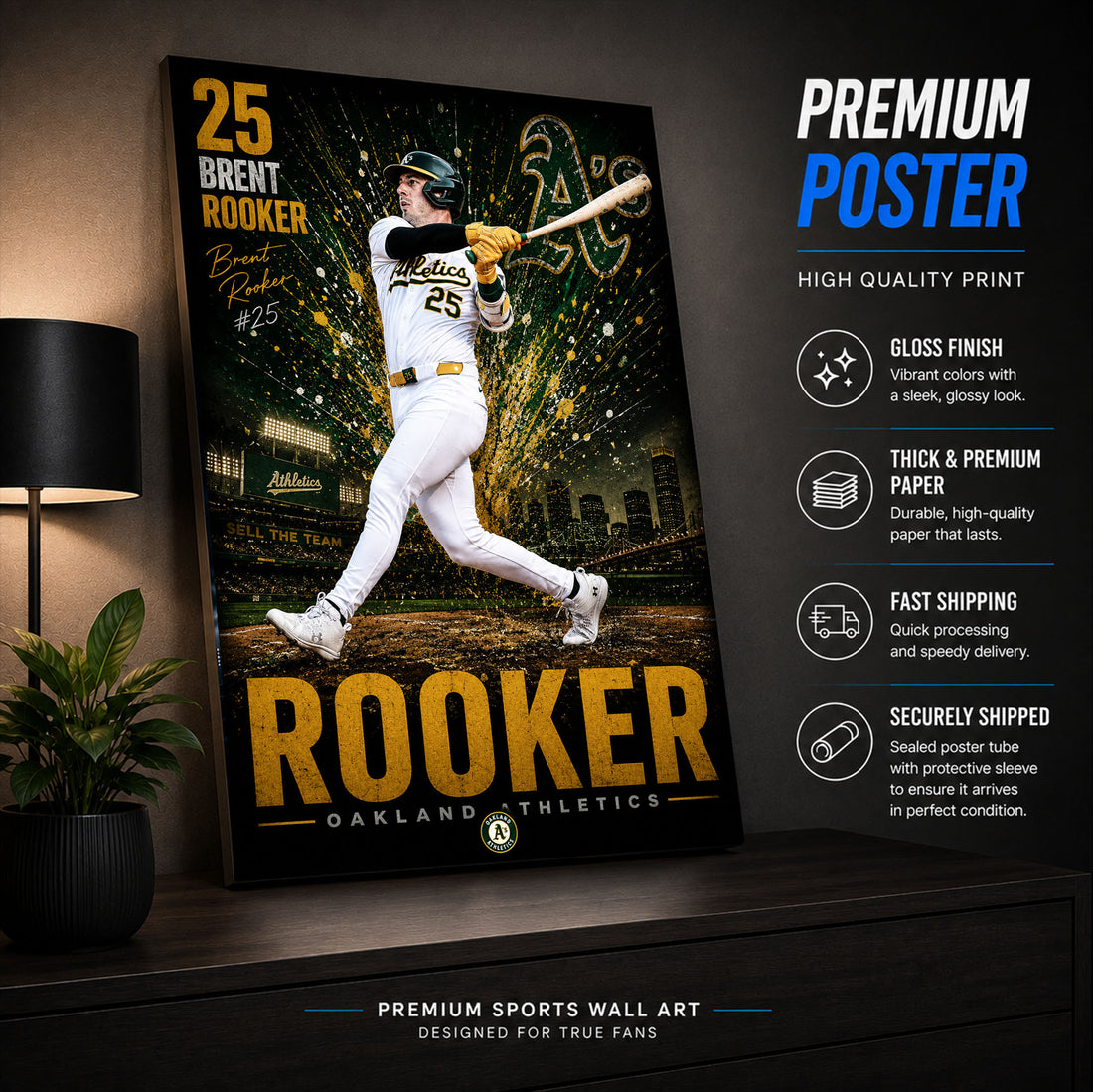 Brent Rooker Athletics Poster or Canvas Wall Art