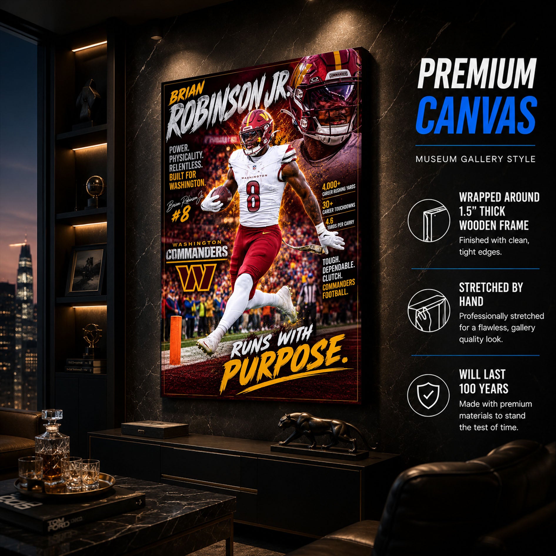 Brian Robinson Jr Commanders Fan Poster or Canvas Wall Art