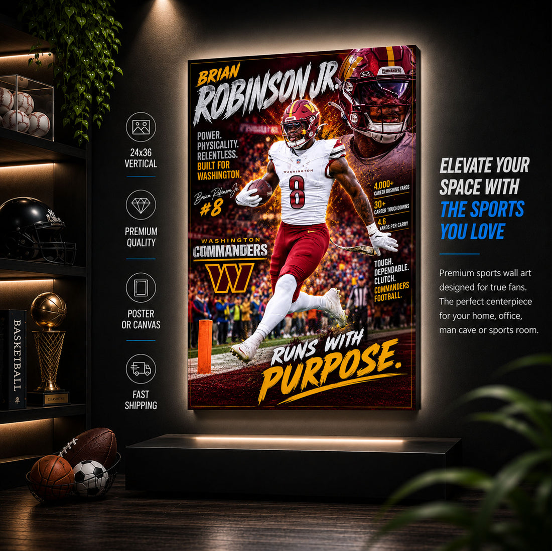 Brian Robinson Jr Commanders Fan Poster or Canvas Wall Art