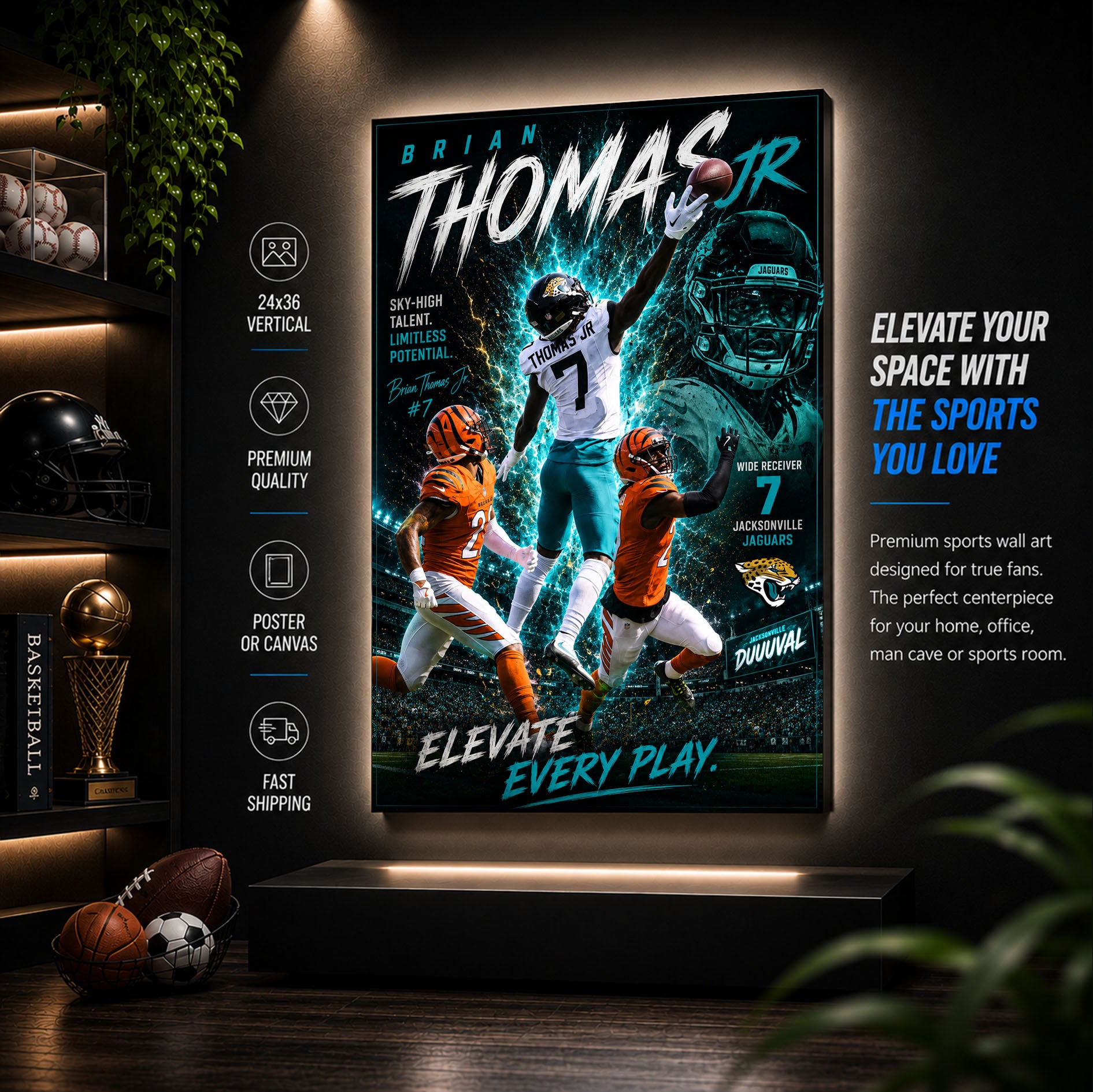 Brian Thomas Jr Jaguars Fan Poster or Canvas Wall Art